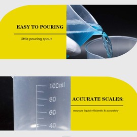 YXQ 6pcs 100ml Plastic Beakers Graduated Measuring Cup Labs Liquid Transparent Container