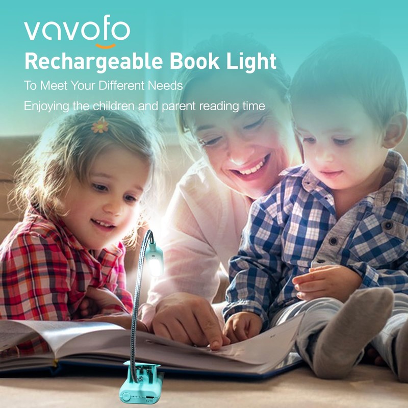 VAVOFO Rechargeable Book Light, Blue Light Blocking, Amber 1600K Clip