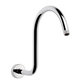HarJue S Shaped Shower Arm, High Rise Shower Head Extension Pipe Standard 1/2" Connection with Flange, Awesome Shower Experience-Stainless Steel Bathroom Accessory(13 Inch 2-S Shape, Chrome Finish)