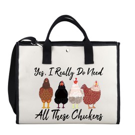 XYANFA Chicken Makeup Bag Chicken Lover Gift Chicken Owner Gift Cosmetic Bag Pencil Bag Canvas Bag (All These Chickens tote bag2)