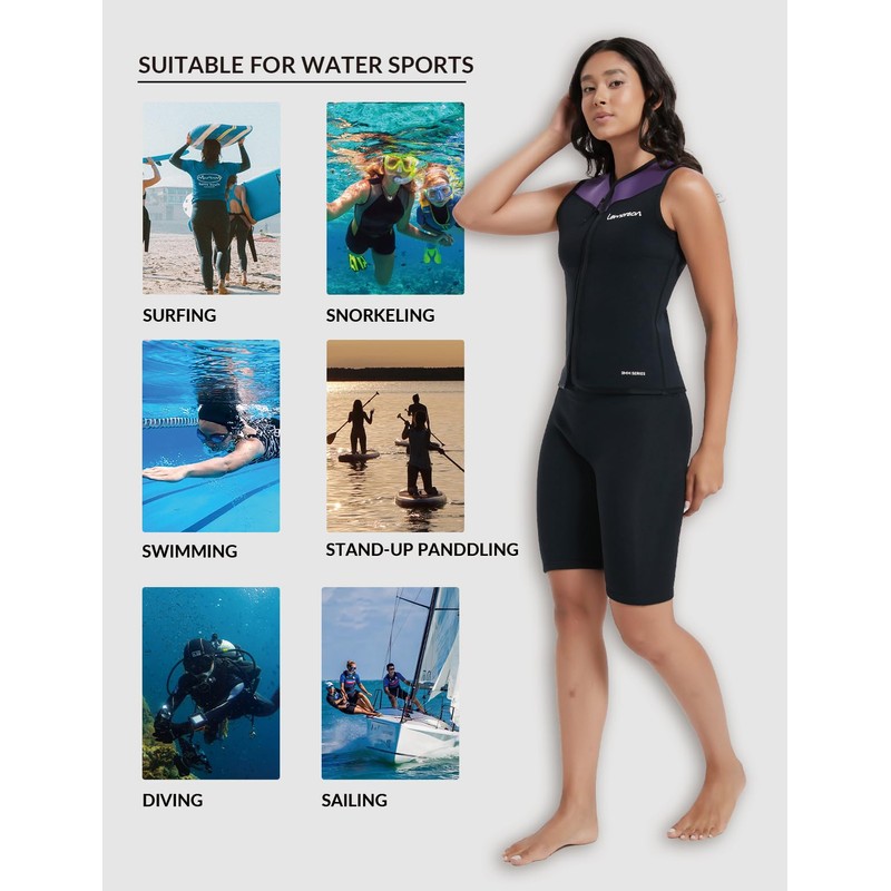 Lemorecn Wetsuit Top Women, 3mm Sleeveless Neoprene Wet Suit Tops