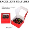KPOSIYA 60 Pcs Red Bakery Boxes with Window Individual Cupcake