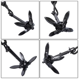 waltyotur 1 Pack 1.5 lb Marine Kayak Folding Grapnel Anchor Kit for Small Boats Kayaks Canoe Paddle Boards