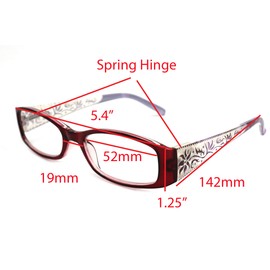 ColorViper Women's Old Fashion Reading glasses Rhinestone engraved designs on temples (A1 BURGUNDY TRANSPARENT, 2.00)