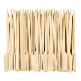 100 Pieces Paddle Bamboo Skewers 9cm, Flat Burgers Sticks Children Skewers Kids Wooden Fruits Picks Cocktail Sticks Satay Skewers Barbecue Kebabs Skewers for Buffets Party (9cm-100Pcs)