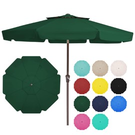 JEAREY 9' 2-Tiers Patio Umbrellas Outdoor Market Table Umbrella w/Push Button Tilt/Crank, 8 Sturdy Ribs, UV Protection Waterproof Sunproof(Dark Green)