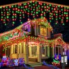 33ft Icicle Lights for Outside, Red and Green Christmas Lights