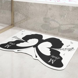 HMIEPRS Butterfly Bath Rug, Thin Quick Dry Absorbent Bath Mat, Non Slip Washable Bathroom Rugs Rubber Backed for Bathtubs Shower Floor Bathroom Under Door Living Room