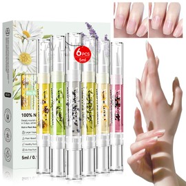 SAVILAND 6 Pcs Cuticle Oil Pen Vitamin E: 5ml Dried Flower Nail Growth Oil Plant-Based Nail Oil Floral Cuticle Oil for Nail Growth Strength Nourished Repaired Brittle Peeling Weak Breaking Thin Nails