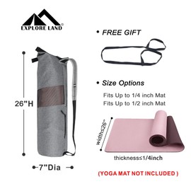 Explore Land Oxford Yoga Mat Bag with Breathable Mesh Window and Large Pocket (Fits 1/4Inch Yoga Mat, Grey)