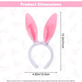 JazSwirl Bunny Ears Headbands, Pink Blue Bunny Hairbands (Pink, M)