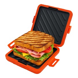 Microwave Sandwich Maker,Microwave Sandwich Toast Maker,Toast Panini Press,Dishwasher Safe,No Power Required,Travel-Friendly Sandwich Maker (Red)