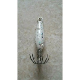 NWF Custom .8 oz / 25gm Glow or UV Coated  Jig sinker Lure for Calamari squid !! - White UV