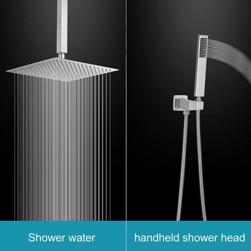 Iriber Brushed Nickel Shower Faucet Set 8-inch Rainfall Head Combo