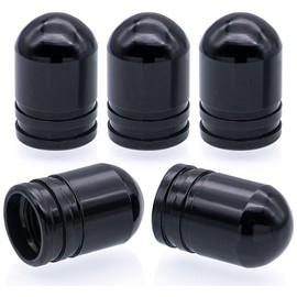 MEAJOO 5PCS Bullet Style Tire Valve Stem Caps, Aluminum Air Caps Cover, with Rubber O-Ring, Universal Wheel Tyre Stem Covers for Cars, SUV, Trucks, Bikes, Motorcycles, Bicycles(Black)