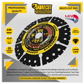 1 x SabreCut VBSC230MU 230mm (9 inch) x 22.23mm Bore Vacuum Brazed Multi Material Cutting Angle Grinder Circular Saw Diamond Disc Blade