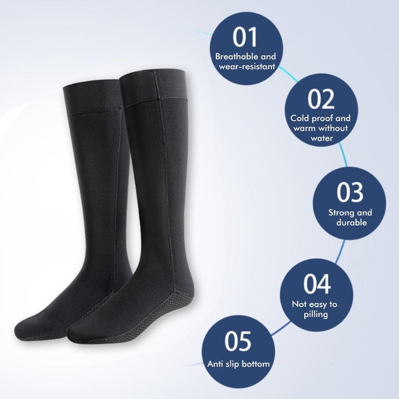 1 Pair 3mm Neoprene Socks Unisex Long Thick Diving Socks
