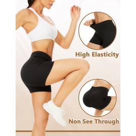 High Waist Tummy Control Sports Shorts Women Short Leggings Yoga Running Shorts, Black, S