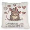 Two hugging mice cushion – you enrich life heartwarming illustration