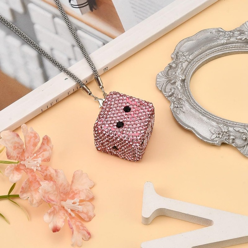 JSCARLIFE Bling Hanging Dice with Dots Car Rearview Mirror Charm,