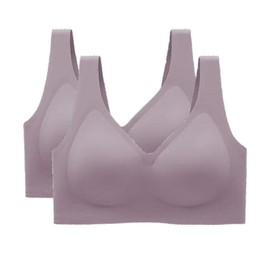 SOFT INTENTION Women's Seamless Bra Wireless Bra Full Coverage Push Up No Underwire Tshirt Comfortable Everyday Plus Size Friendly- Jelly:_Grey Duo Bundle - 2Pcs_S (Size 1)