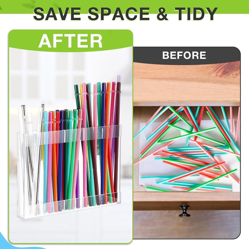 CIEO Acrylic Straw Holder for Cabinet Door, 6-9.8 Inches Adjustable