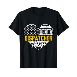Proud 911 Dispatcher Mom American Flag Rescue Thin Gold Line T-Shirt for Women Men