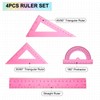 HARFINGTON 4pcs Triangular Ruler Set 20cm Plastic Metric Inch Geometric