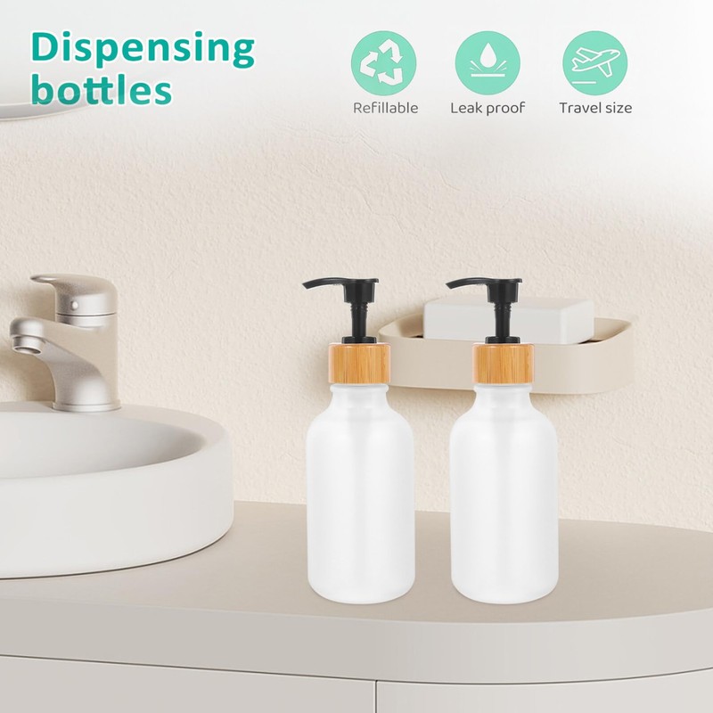 FOMIYES 2pcs Refillable Pump Bottles Liquid Dispensers for Lotion Shampoo
