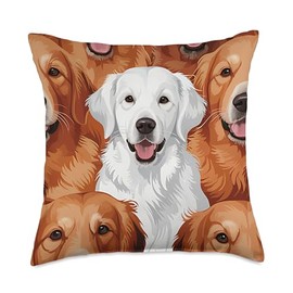 Cute White English Cream Golden Retriever Dog for Women Men Throw Pillow