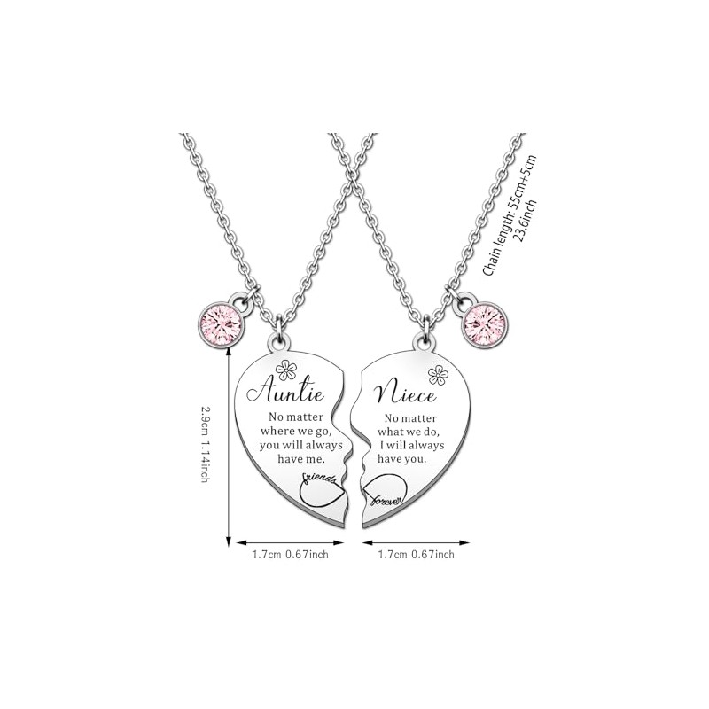 HULALA Auntie And Niece Necklace For Aunty Aunt Birthday Christmas