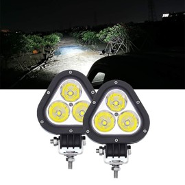 GREENBEAN LED Fog Lamp, White, LED Work Light, 45 W, Motorcycle LED Work Light, 10-80 V, Triple Chip Light, Exterior Lighting for Cars, Adjustable, IP68 Waterproof & Dustproof, Set of 2