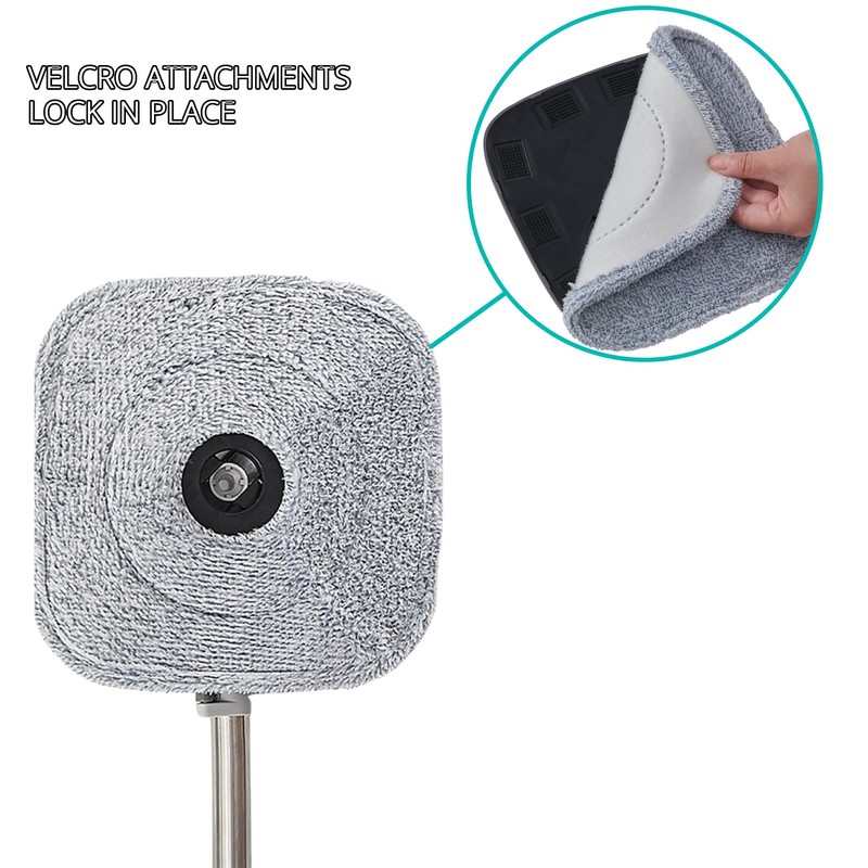 Square Spin Mop and Bucket Replacement Microfiber Mop Pads Refill