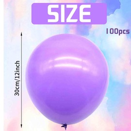 LUKIUP Pack of 100 30 cm Purple Balloons, 12 Inch Purple Latex Balloons, Purple Party Decoration, Suitable for Birthdays, Wedding, Valentine's Day, Graduation, Communion Theme Party