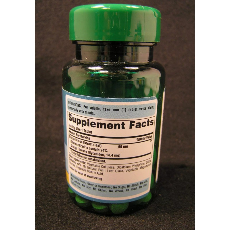 PURITAN'S PRIDE GINKGO BILOBA 60MG - 120 TABLETS, NEVER OPENED