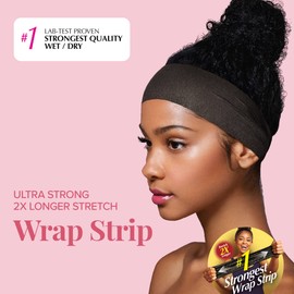 Red by Kiss Wrap Strip, Ultra Strong 2X Longer Stretch Wide Styling Wrap, 44 Strips, Wrap Strip for Natural Hair and Molded Styles, Suitable for Wet/Dry Hair, White-3.5" (6 PACK- White)