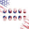 24Pcs Extra Short Independence Day Press on Nails Square Fake