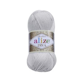 Alize Diva 100% Microfiber Silky Acrylic Yarn Crochet Arts Lace Craft 2 Balls 100g Ball 350m - 168 Light Grey