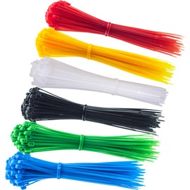 8 Inch Zip Ties (Tying Length 6.7"), 120pcs Nylon Cable Ties, 6 Multi-colors