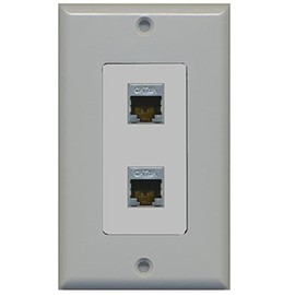 RiteAV CAT 6A 2 Port Shielded Cat6a Wall Plate 1 Gang Decorative - Gray