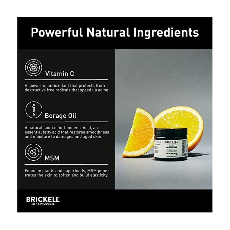 Brickell Men Products Crema Antienvejecimiento Hombre Natural Orgánica Aroma Vitamina
