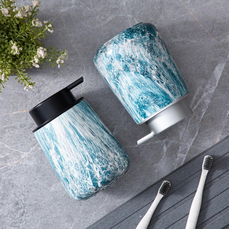 Enra Ceramic Hand Soap Dispenser,12 oz Blue Lotion Dispenser Bathroom