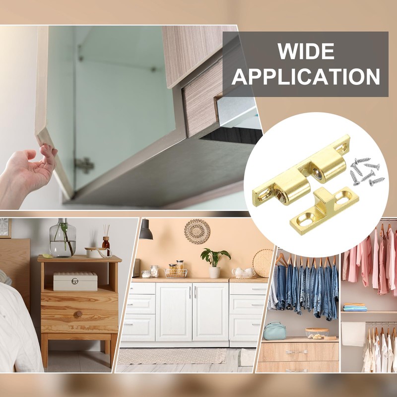 sourcing map 2Pcs Cabinet Latch Double Roller Catches, Lock Stop