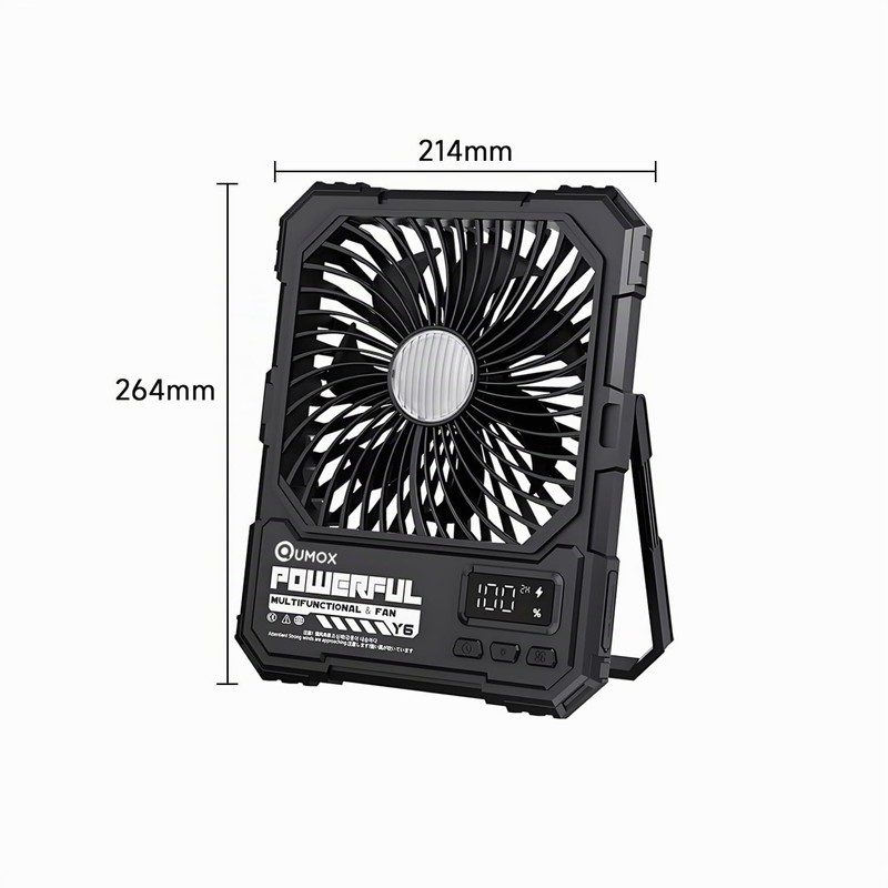 QUMOX Ventilatore da Campeggio Ricaricabile 20000mAh con Luce LED, Telecomando,