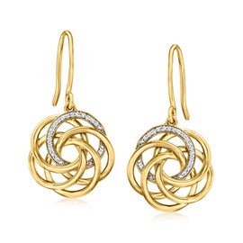 Ross-Simons 0.10 ct. t.w. Diamond Interlocking-Circle Drop Earrings in 18kt Gold Over Sterling