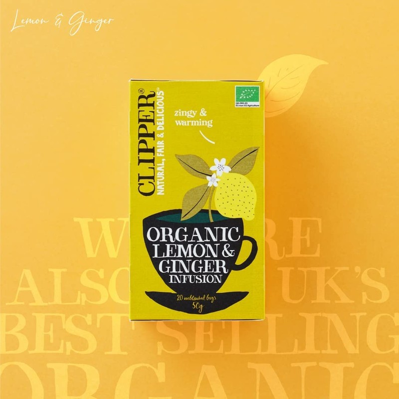 Clipper Lemon & Ginger Organic Herbal Tea Caffeine Free 20P