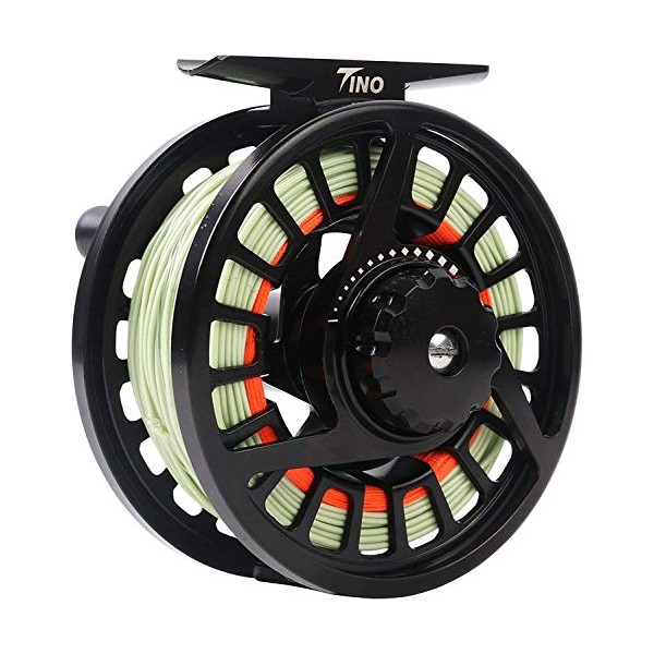 MAXIMUMCATCH TINO Fly Fishing Reel, Large Arbor Trout Fly Reel: 5/6,7/8 Weight (TINO reel with pre-loaded line, 5/6wt)