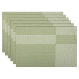 comfoyar Green Rectangular Placemats Set of 6, 12x18 Inch Non-Slip Heat Resistant Vinyl Place Mats, Washable Waterproof Table Mats for Indoor Kitchen Dining Party Table Decoration