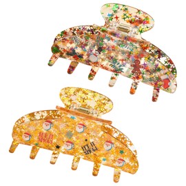 BRTNUP Pack of 2 Christmas Clips Hair Clips for Women Cute Snowman Santa Claus Gingerbread Boots Pattern Temperament Hair Accessories for Girls and Women Christmas Hair Clip