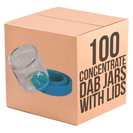 100 pack - 6ml Round Glass Dab Jar No-Neck Concentrate Container with Silicone Lids For Storage of Oils, Waxes, Rosins, Balm, & Cosmetics By RVTUS (Blue)
